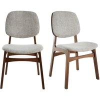 Miliboo - Vintage-Stühle mit hellgrauem Stoff und dunklem Holz (2er-Set) soquette von MILIBOO