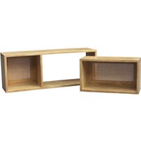 Wandregale aus massivem Mangoholz und Rattangeflecht B80 cm (2er-Set) acange von MILIBOO