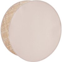 Runde Tischleuchte aus zwei Materialien, hellrosafarbenem Stoff und naturfarbenem Bast D35 cm verso - Rosa von MILIBOO