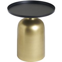 Miliboo - Runder Design-Beistelltisch aus Metall goldfarben mit mattschwarzer Tischplatte ramses von MILIBOO