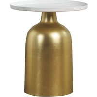 Miliboo - Runder Design-Beistelltisch aus Metall goldfarben mit mattweißer Tischplatte ramses von MILIBOO