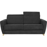 Miliboo - Schlafsofa Matratze verstellbare Kopfstücke anthrazitgrauer Samt 140x190 cm goya - Schiefergrau von MILIBOO