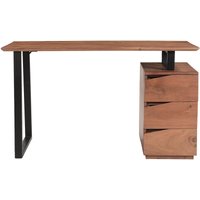 Schreibtisch aus massivem Akazienholz und schwarzem Metall mit 3 Schubladen B130 cm horace von MILIBOO