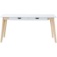 Miliboo - Schreibtisch skandinavisch mit Schubladen Holz Weiß L160 leena - Weiß von MILIBOO