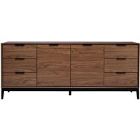 Sideboard im Vintage-Stil aus dunklem Walnussfurnier und schwarzem Metall mit Stauraum B180 cm sarto - Nussbaum von MILIBOO