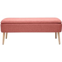 Sitzbank mit Stauraum aus gewebtem samtartigem Effektstoff in Terrakotta und hellem massivem Holz L120 cm lars von MILIBOO