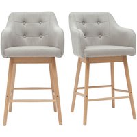 Skandinavische Barhocker aus hellgrauem Stoff und Holz H65 cm (2er-Satz) baltik von MILIBOO