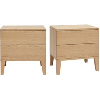 Skandinavische Nachttische mit 2 Schubladen aus hellem Holz Eiche B50 cm (2er-Set) FREDDY von MILIBOO