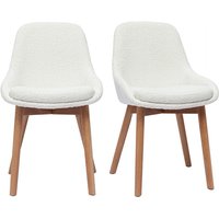 Skandinavische Stühle aus Stoff mit Wolleffekt und hellem, massivem Eichenholz (2er-Set) holo - Weiß von MILIBOO