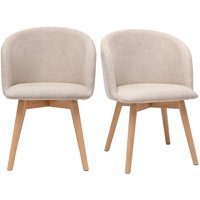 Miliboo - Skandinavische Stühle aus beigem Stoff mit Samteffekt und massivem Buchenholz (2er-Set) vanity von MILIBOO