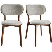 Skandinavische Stühle aus dunklem Holz und grauem Stoff (2er-Set) fauvette - Nussbaum von MILIBOO