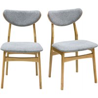 Skandinavische Stühle aus graumeliertem Stoff mit Samteffekt und hellem Holz aus massiver Eiche (2er-Set) maya - Grau von MILIBOO