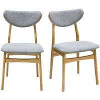 Skandinavische Stühle aus graumeliertem Stoff mit Samteffekt und hellem Holz aus massiver Eiche (2er-Set) maya von MILIBOO