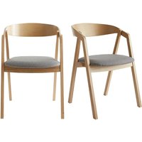 Skandinavische Stühle aus hellem Eichenholz und grauem Stoff (2er-Set) lova von MILIBOO