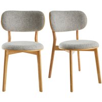 Skandinavische Stühle aus hellem Holz und grauem Stoff (2er-Set) fauvette von MILIBOO