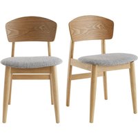 Skandinavische Stühle aus hellem Holz und hellgrauem Stoff (2er-Set) elion - Hellgrau von MILIBOO
