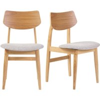 Skandinavische Stühle aus hellem Holz und hellgrauem Stoff (2er-Set) elion von MILIBOO
