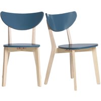 Miliboo - Skandinavische Stühle in Petrolblau und hellem Holz (2er-Set) leena von MILIBOO