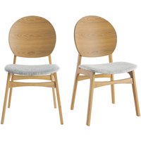 Miliboo - Skandinavische helle Holzstühle mit hellblauem Stoff (2er-Set) elton - Natur von MILIBOO