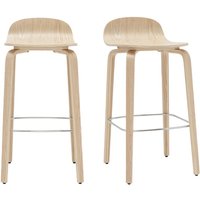 Skandinavischer Barhocker aus Eichenholz H68 cm (2er-Set) obra von MILIBOO