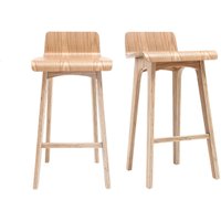 Skandinavischer Barhocker aus hellem Holz H65 cm (2er-Set) baltik - Holz hell / Weiß von MILIBOO