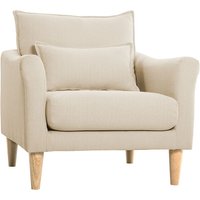 Miliboo - Skandinavischer Sessel aus beigem Stoff und massivem Hevea-Holz kate von MILIBOO