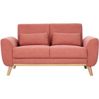 Skandinavisches 2-Sitzer-Sofa aus strukturiertem Samtstoff in Terrakotta und hellem Holz ektor von MILIBOO