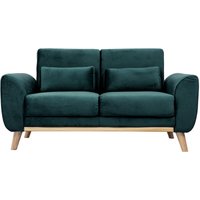 Skandinavisches 2-Sitzer-Sofa in petrol Samt ektor - Entenblau von MILIBOO