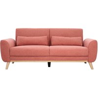 Skandinavisches 3-Sitzer-Sofa in terrakotta-farbenem strukturiertem Samteffekt und hellem Holz ektor von MILIBOO