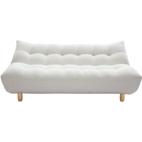 Skandinavisches Schlafsofa aus weißem Stoff mit Bouclé-Wolleffekt und hellem Holz 3-Sitzer yumi von MILIBOO