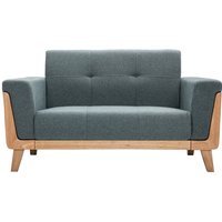 Skandinavisches Sofa 2-Sitzer aus graugrünem Stoff und hellem Holz fjord - Blaugrau von MILIBOO