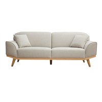 Miliboo - Skandinavisches Sofa aus beigem Stoff mit Samteffekt und hellem Holz 3-Sitzer freema - Beige von MILIBOO