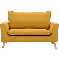 Skandinavisches Sofa aus senfgelbem Stoff mit Samteffekt und hellem Holz 2-Sitzer jonas - Gelb von MILIBOO