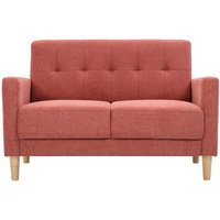 Skandinavisches Sofa aus terracottafarbenem Stoff mit Samteffekt und hellem Holz 2-Sitzer MOON von MILIBOO