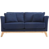 Sofa skandinavisch 2 Plätze Dunkelblau und helle Holzbeine oslo - Marineblau von MILIBOO