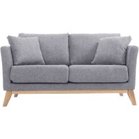 Sofa skandinavisch 2 Plätze Hellgrau helle Holzbeine oslo - Perlgrau von MILIBOO