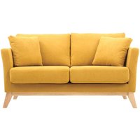 Miliboo - Sofa skandinavisch 2 Plätze Senfgelb helle Holzbeine oslo von MILIBOO