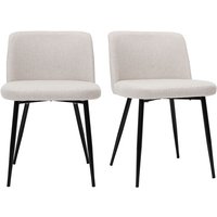 Miliboo - Stühle Stoff mit strukturiertem Samteffekt in Beige und schwarze Metallfüße (2er-Set) monti - Naturbeige von MILIBOO