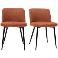 Stühle Stoff mit strukturiertem Samteffekt in Rostbraun und schwarze Metallfüße (2er-Set) monti von MILIBOO