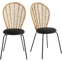 Stühle aus Rattan, Stoff und schwarzem Metall (2er-Set) peacock von MILIBOO