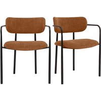 Stühle aus Textil mit samtartiger Struktur in gebrannter Erde und schwarzem Metall (2er-Set) swift von MILIBOO