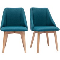 Stühle aus entenblauem Stoff mit Samteffekt und massivem Buchenholz (2er-Set) higgins von MILIBOO