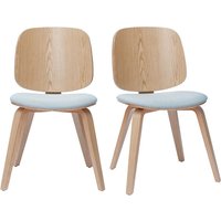 Stühle aus hellem Holz und hellgrauem Stoff (2er-Set) beck - Hellgrau von MILIBOO