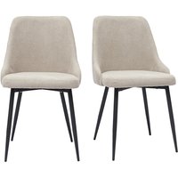Stühle aus naturfarbenem Stoff mit Samteffekt und schwarzem Metall (2er-Set) CULT - Natur von MILIBOO