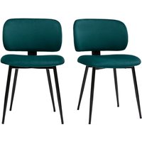 Stühle aus petrolblauem Samtstoff und schwarzem Metall (2er-Set) ATRIUM von MILIBOO