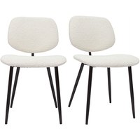 Miliboo - Stühle aus weißem Stoff mit Bouclé-Wolleffekt und schwarzem Metall (2er-Set) tobias von MILIBOO