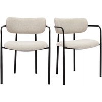 Texturierte Stoffstühle in Beige und Schwarzem Metall (2er-Set) swift von MILIBOO