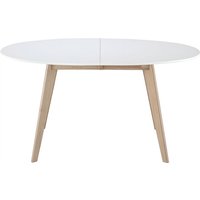 Tisch ausziehbar oval Weiß und helles Holz L150-200 leena - Weiß von MILIBOO