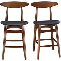 Vintage-Barhocker Nussbaum und PU Schwarz 65 cm 2er-Set WALFORD Vintage-Barhocker Nussbaum und PU Schwarz 65 cm 2er-Set WALFORD von MILIBOO