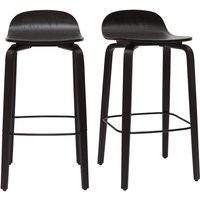 Miliboo - Vintage-Barhocker schwarzes Holz H68 cm (2er-Set) obra von MILIBOO